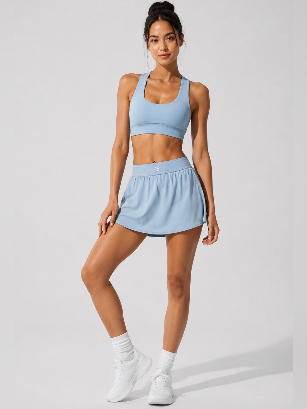 Alo Set - NEW Match Point Skirt & Airlift Advantage Racerback Bra Celestial Blue